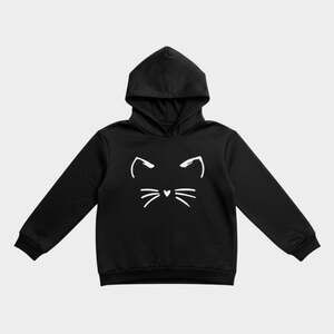 Black Cat Print Pullover Hoodie / Cat Ears a